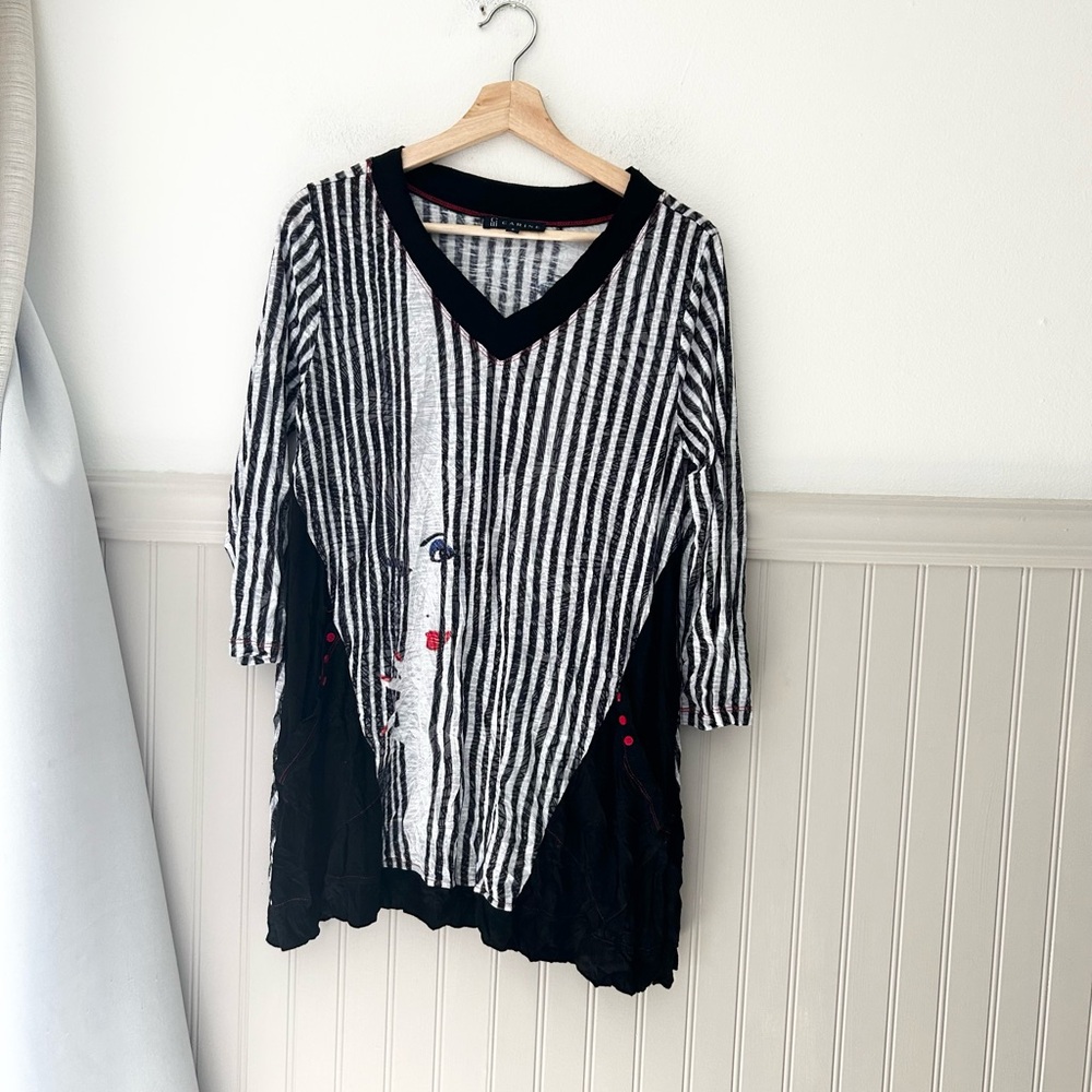 Carine Striped Black and White Small Women's Tunic